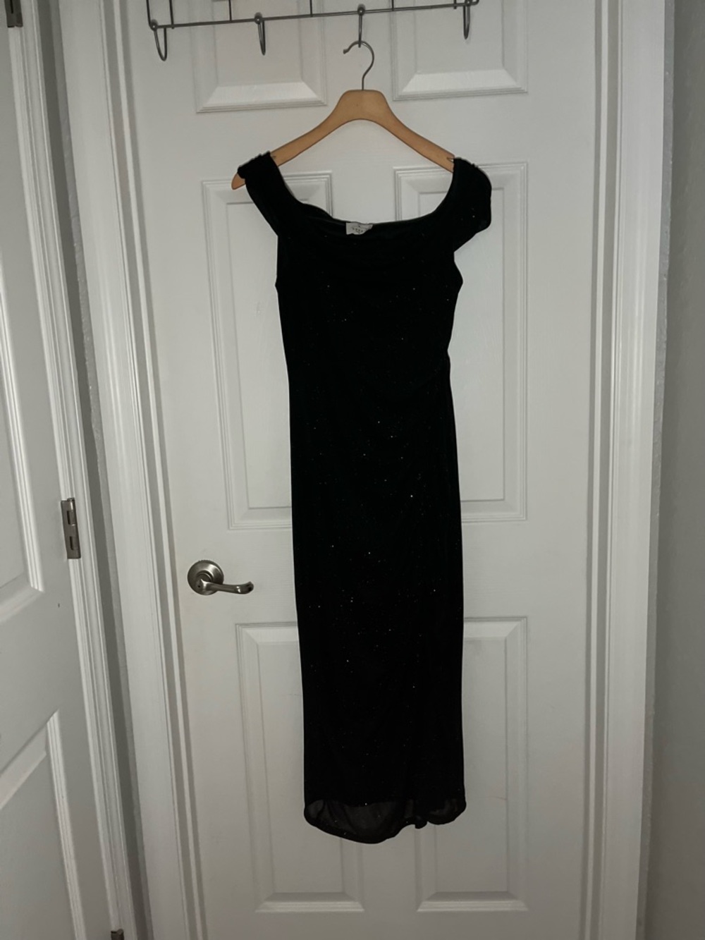 Sparkle Black Off-Shoulder Maxi Dress